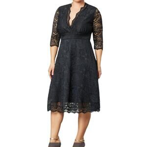 Kiyonna Mademoiselle lace cocktail A-Line dress black size 3X